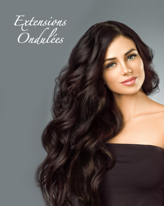 extensions de cheveux naturels à clips ondulées