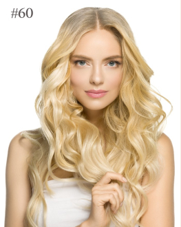 extensions de cheveux naturels à clips ondulées de couleur platine