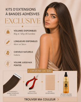 Kit d'extensions à bandes adhésives exclusives - 11 couleurs disponibles