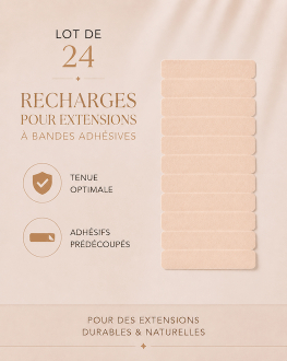 recharges adhésives pour extensions de cheveux naturels à bandes adhésives (tapes)