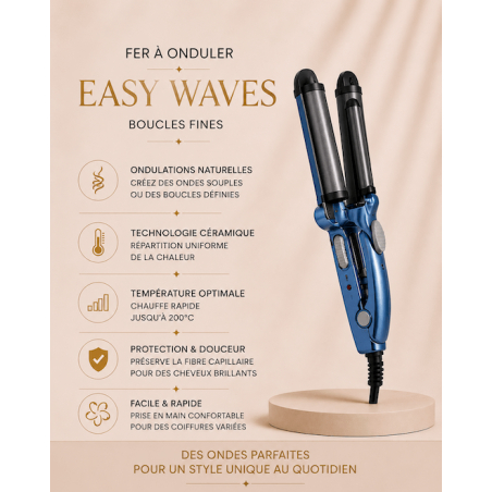 petit fer à onduler easy waves pour cheveux naturels et extensions de cheveux