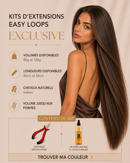 Kit d'extensions de cheveux naturels Easy Loops Exclusive - Cheveux naturels Indiens